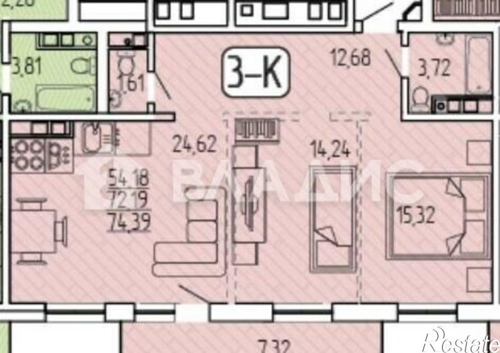 3-комн квартира в новом доме ул Алдара Цыденжапова, 4,  д. 4