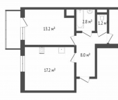 2-комн, 57кв м, этаж 11/16 ул Ключевская, 60Б/3