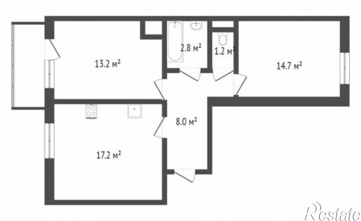 2-комн квартира ул Ключевская, 60Б/3,  д. 60Б/3