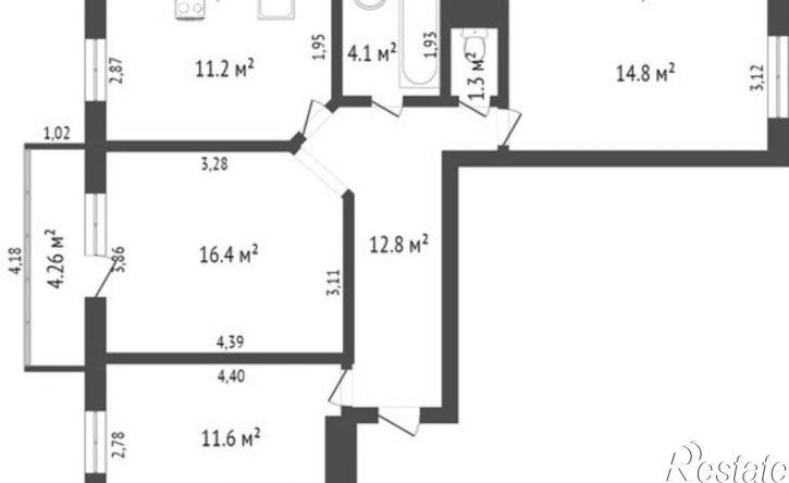 3-комн квартира микрорайон Зелёный, 7