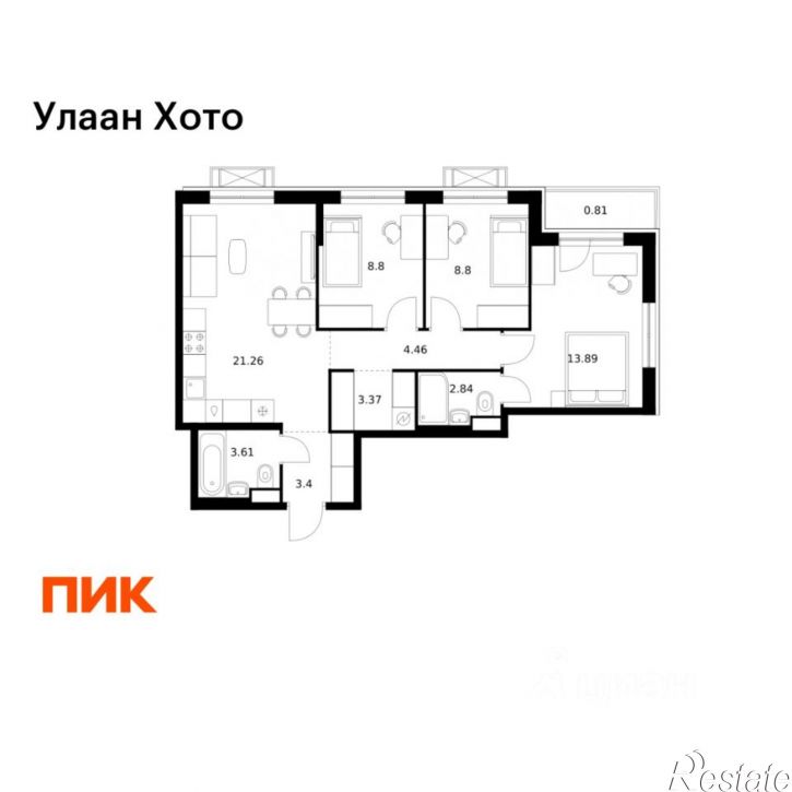 3-комн квартира в новом доме ул Советская, 6/2,  д. 6/2