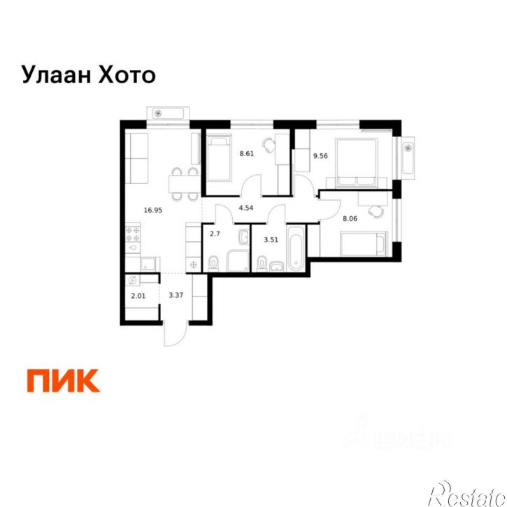 3-комн квартира в новом доме ул Советская, 6/2,  д. 6/2