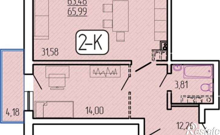 2-комн квартира в новом доме 129-й микрорайон