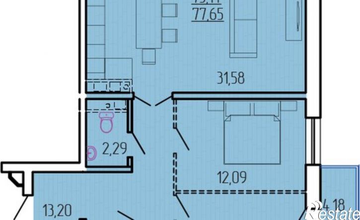 3-комн квартира в новом доме 129-й микрорайон