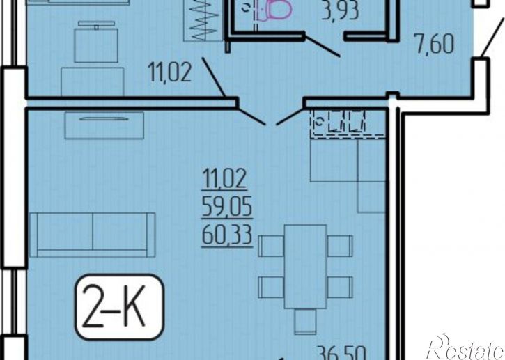 2-комн квартира в новом доме 129-й микрорайон