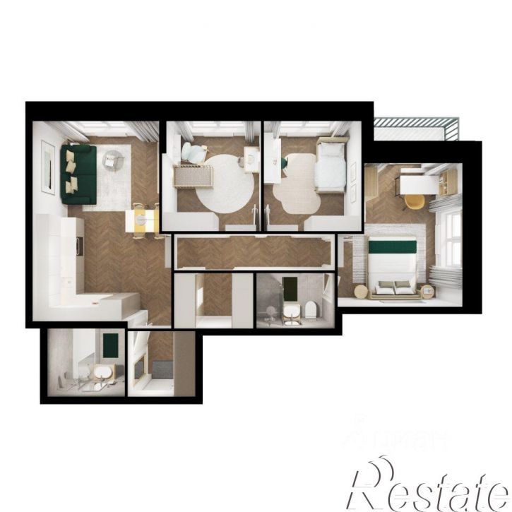 3-комн квартира в новом доме улица Шмидта, 30/1,  д. 30/1