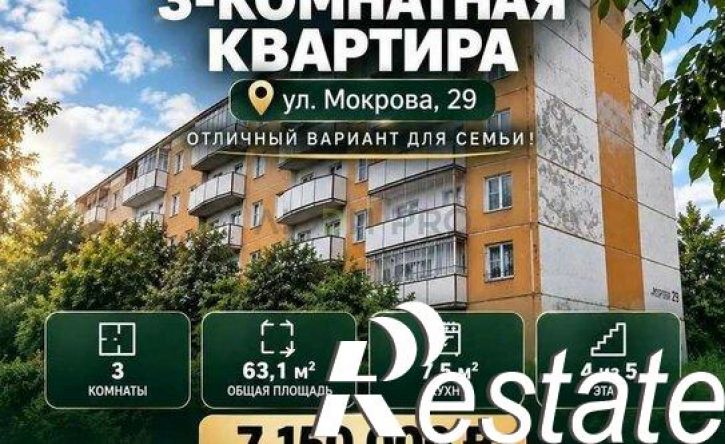 3-комн квартира улица Мокрова, 29,  д. 29